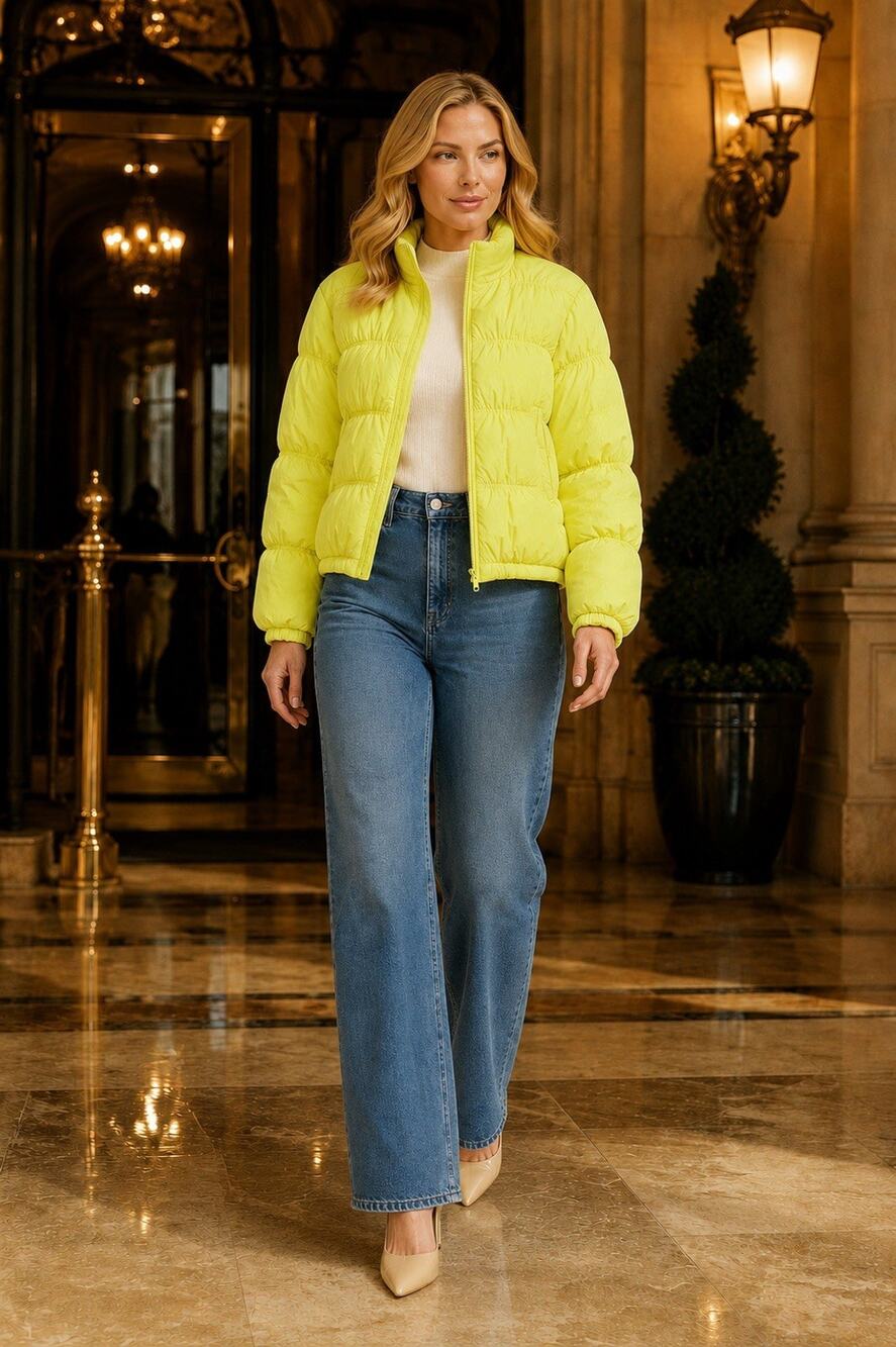 Title: Lab Joy Elfin Yellow Loose Fit Puffer Jacket NWT Size Small